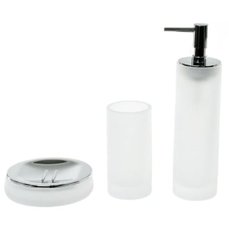 3 Piece White Satin Glass Bathroom Accessory Set Gedy TI280-02